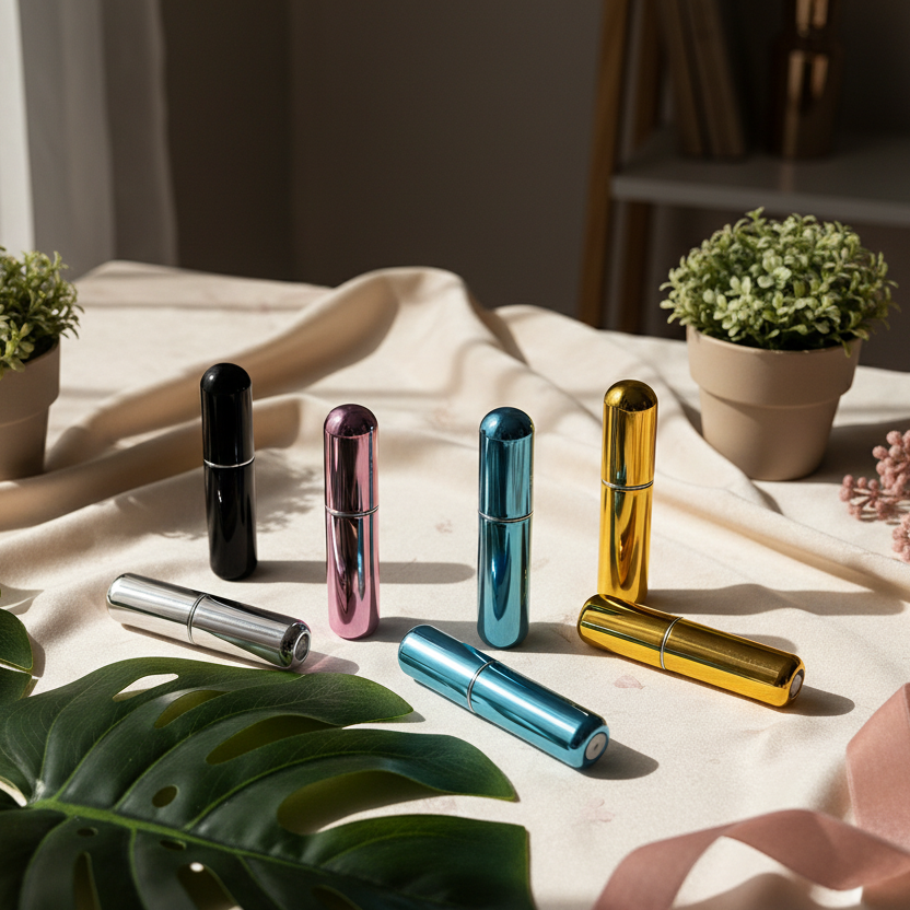 5 mini perfumes con plantas y seda